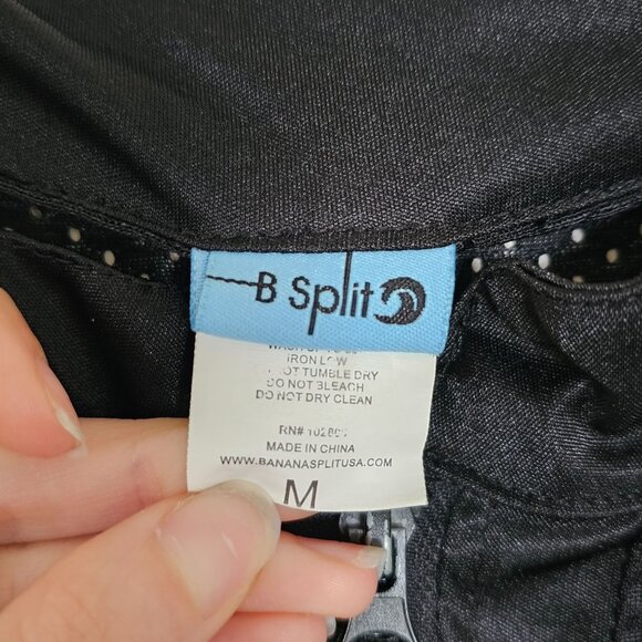 B Split Black Mesh Zip Up Bomber Jacket - Women's M - Athletic, Sheer, Sport - Picture 7 of 9